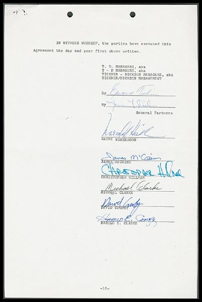 The Byrds Signed Management Contract 