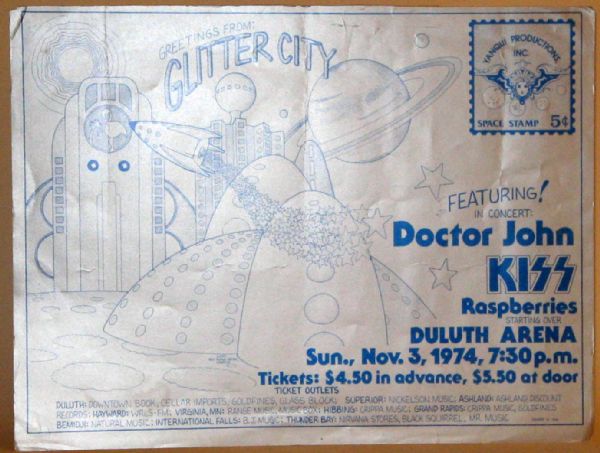 Doctor John and KISS 1974 Original Concert Poster