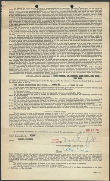 Martha Ray Signed William Morris Contract