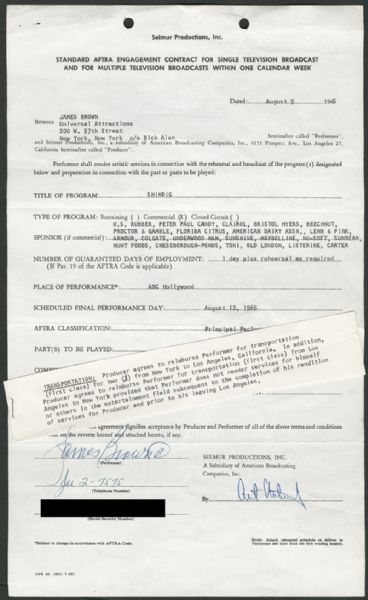 James Brown Signed "Shindig" Contract