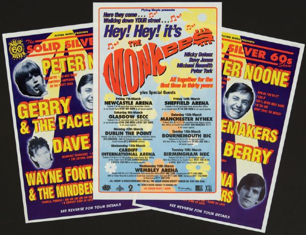 Rock & Roll Handbills Featuring Peter Noon, Gerry & The Pacemakers and The Monkees