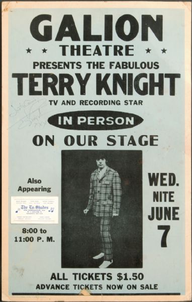 Terry Knight Signed & Inscribed Galion Theatre Original Poster