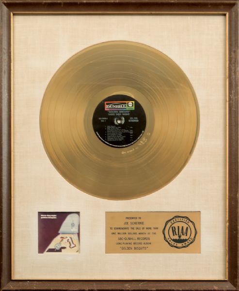 Three Dog Night "Golden Biscuits" Original White Matte RIAA  Gold Album Award