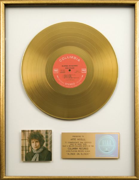 Bob Dylan "Blonde on Blonde" Original White Matte RIAA Gold Album Award