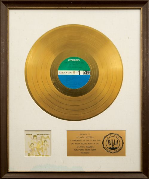 The Young Rascals "Groovin" Original White Matt RIAA  Gold Album Award
