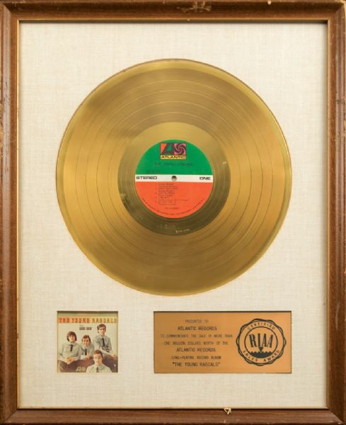 The Young Rascals Original White Matte RIAA Gold Album Award