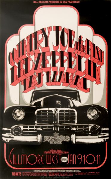 Led Zeppelin Original Bill Graham Presents Fillmore West Poster 