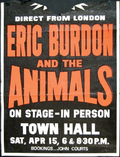 Eric Burdon and the Animals 1967 New Zealand Tour Original Poster 