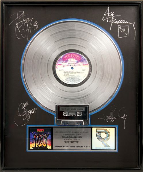 Kiss Signed "Destroyer" RIAA Platinum Award 