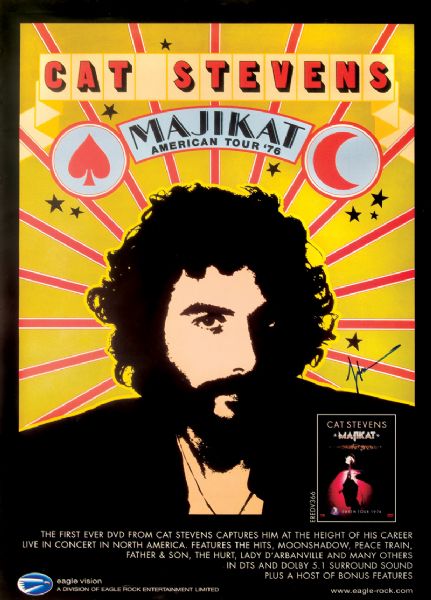 Cat Stevens "Yousef Islam" Signed Original 1976 Tour DVD Promotional Poster
