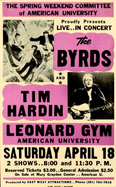 The Byrds and Tim Hardin at the Leonard Gym Original Poster