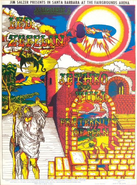 Led Zeppelin Jethro Tull Fraternity of Men Santa Barbara Original Poster