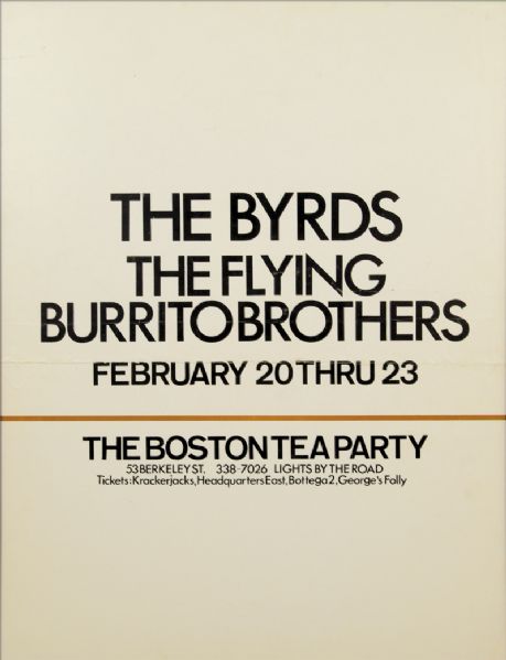 The Byrds & The Flying Burrito Brothers  1969 Boston Tea Party Original Concert Poster