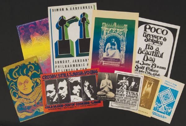 Rock & Roll Concert Handbill and Cards Collection Featuring The Byrds and Crosby, Stills, Nash & Young