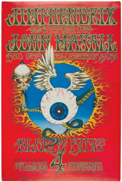 Jimi Hendrix Experience/John Mayall/Albert King at The Fillmore and Winterland Original Poster