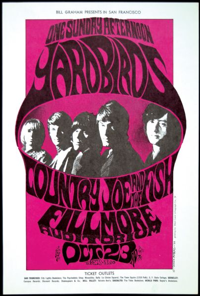 Yardbirds 1966 Fillmore Auditorium Original Poster