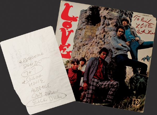 Arthur Lee Handwritten Set List and Signed "Love" Album