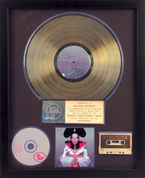 Bjork "Homogenic" RIAA Gold Record Award