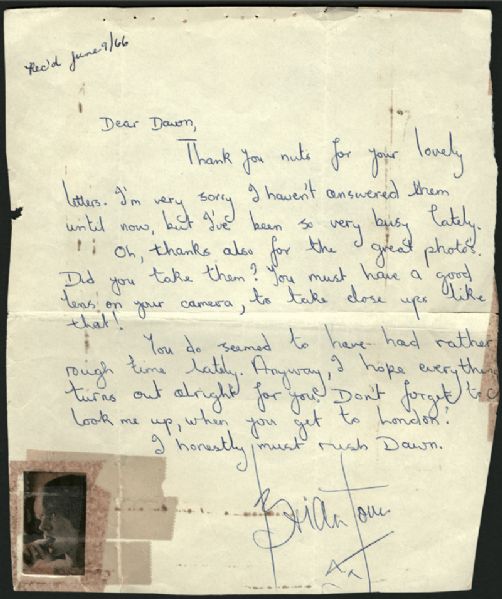 Brian Jones Handwritten & Signed Letter