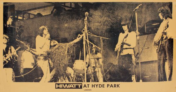 Rolling Stones 1969 Hyde Park Backstage Pass and HIWATT Poster