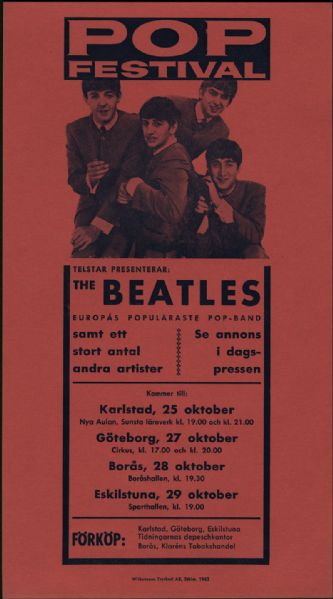 Beatles 1963 Tour of Sweden Original Handbill