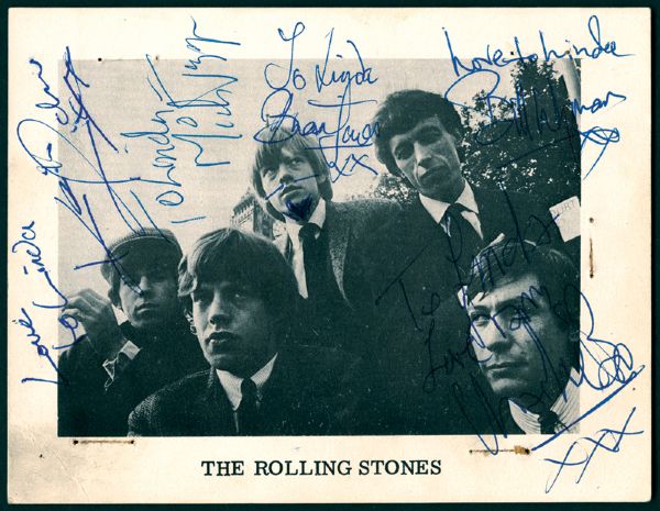 Rolling Stones 1963 Signed Promotional Card