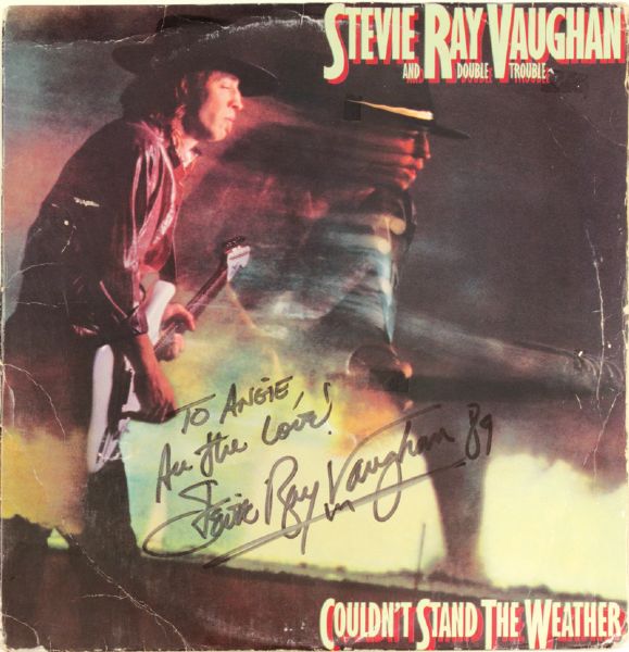 Stevie Ray Vaughan Signed and Inscribed "Couldnt Stand The Weather" Album Cover