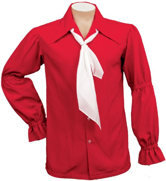Elvis Presley Owned and Worn IC Costume Company Red Silk Shirt