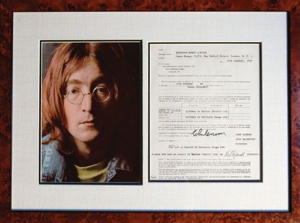 John Lennon Signed "Dear Prudence" Publishing Contract