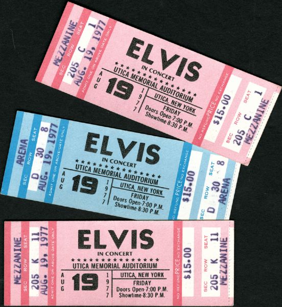 Elvis Presley August 19, 1977 Concert Tickets