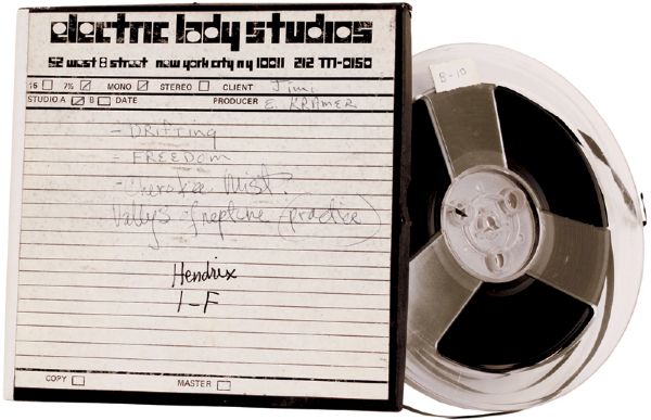 Jimi Hendrix’s Personal Signed  Reel-to-Reel Tape of  Alternate Songs             