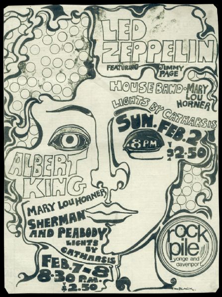 Led Zeppelins First U.S. Tour Original 1969 Rock Pile Concert Flyer