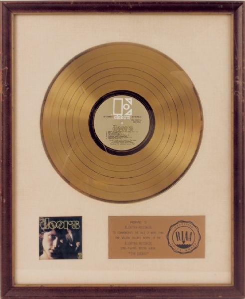 The Doors Original White Matte RIAA Gold Record Award