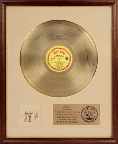 "The Best of The Loving Spoonful" White Matte RIAA Gold Record Award
