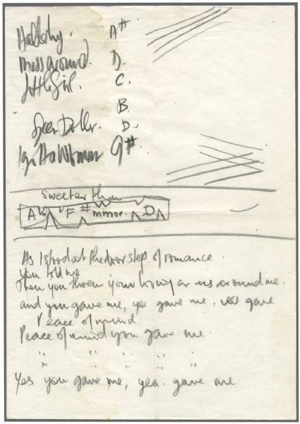 Paul McCartney and Stuart Sutcliffe Circa 1960/61 Handwritten Set List and Lyrics