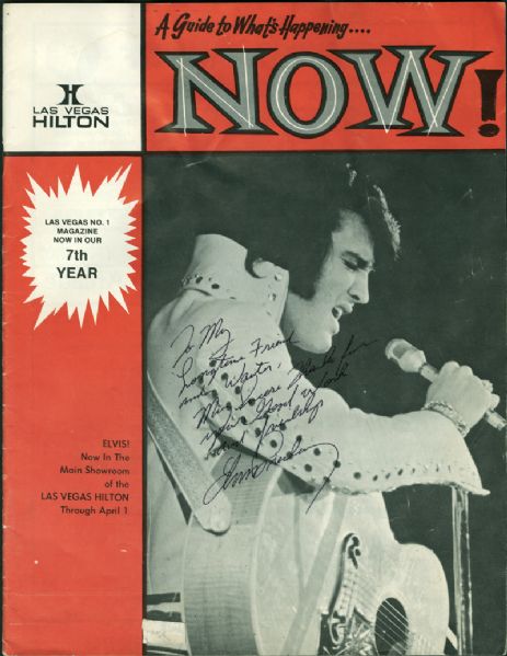 Elvis Presley Signed and Inscribed Las Vegas Hilton Guide to Whats Happening Now