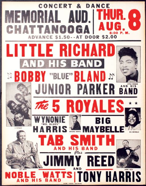 Original 1957 Little Richard/Jimmy Reed Boxing Style Concert Poster