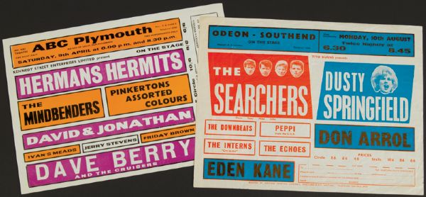Rock & Roll Concert Postal Booking Forms Featuring Hermans Hermits, The Searchers and Dusty Springfield