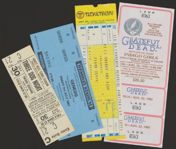 Rock & Roll Concert Ticket Collection Featuring The Grateful Dead