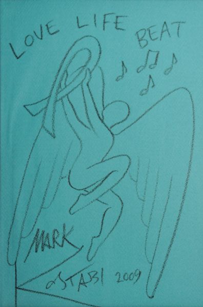 Mark Kostabi Hand-Drawn & Signed Angel Drawing