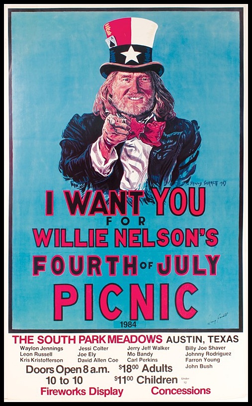 Lot detail willie nelson 1984 fourth of july picnic concert poster