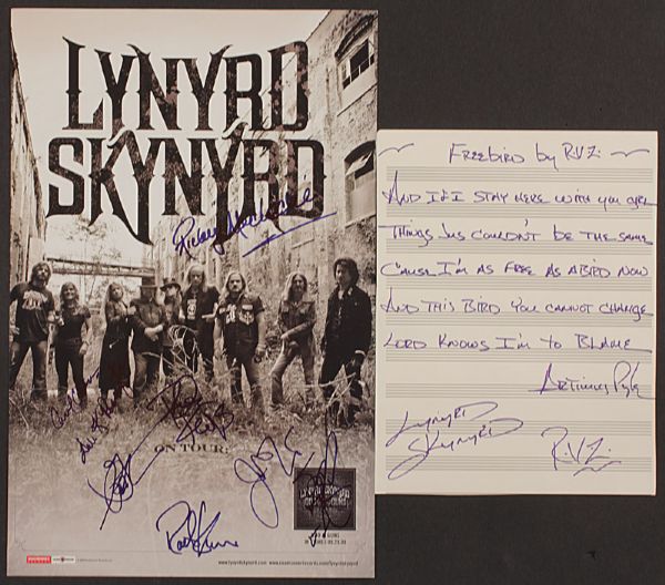 Lynyrd Skynyrd Signed Poster and Freebird Lyrics