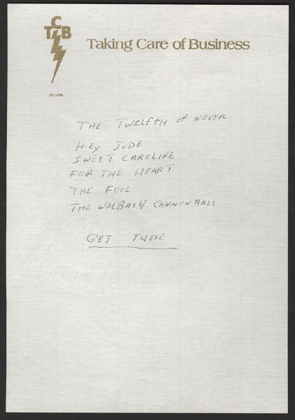 Elvis Presley Last Handwritten Two-Sided Note