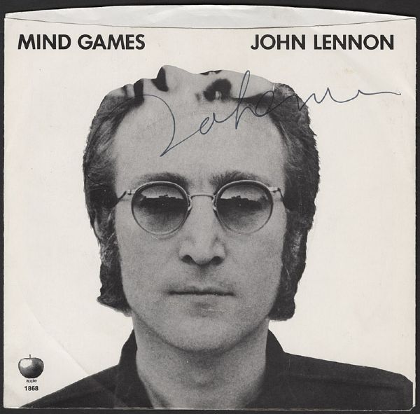 John Lennon Signed "Mind Games" 45 Sleeve