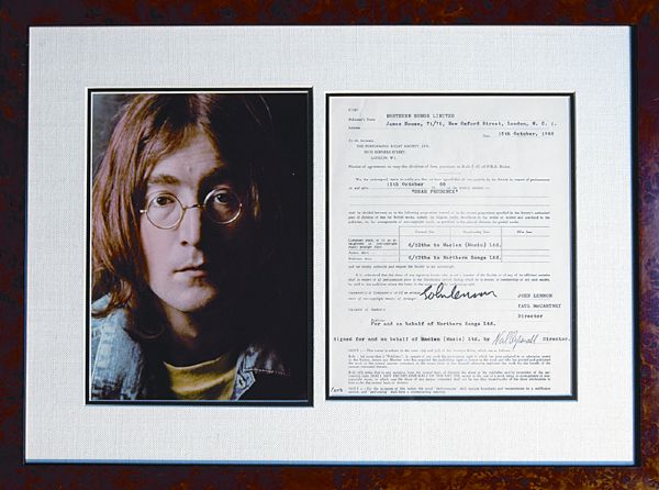 John Lennon Signed "Dear Prudence" Original Publishing Contract