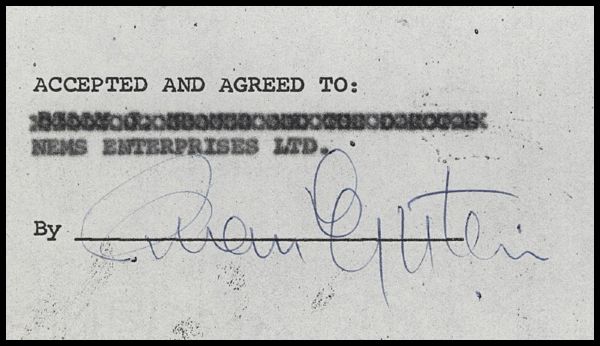 Brian Epstein Signed 1964 Original Contract