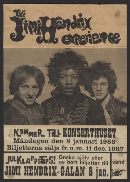 Jimi Hendrix 1968 Original Swedish Handbill