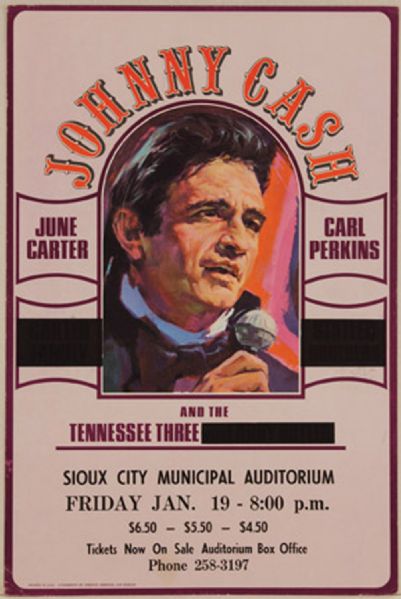 Johnny Cash Sioux City Original Concert Poster