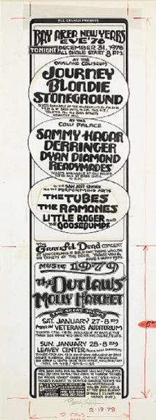 Randy Tuten Signed Display Ad Artwork Bill Graham Presents 1978-79