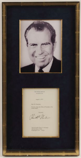 Richard Nixon Signed Resignation Display
